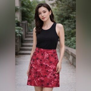 DStudio Red and Black Sequin detailing skirt size 10